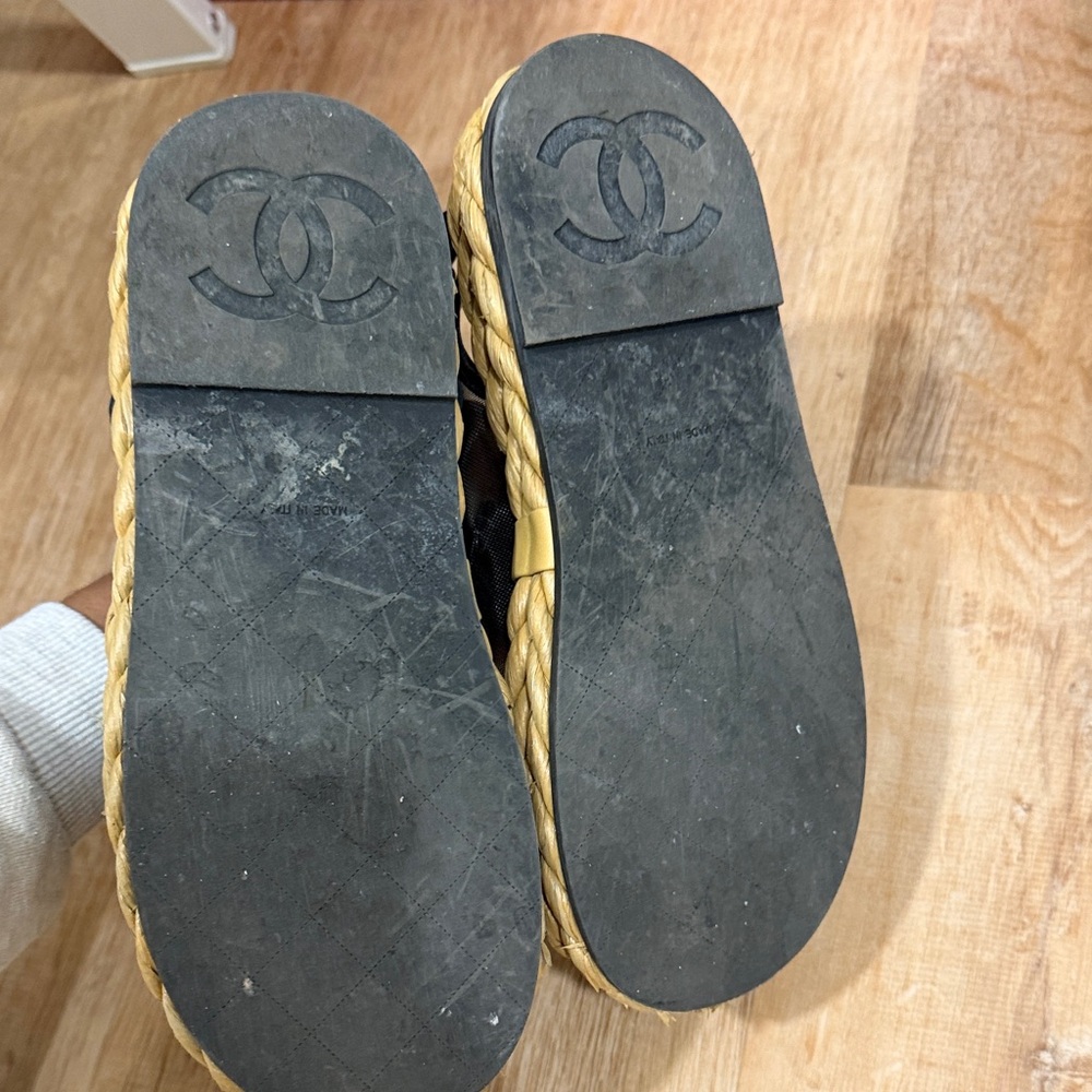 Chanel Black Mesh and Patent Velcro Sandals - Picture 4 of 5